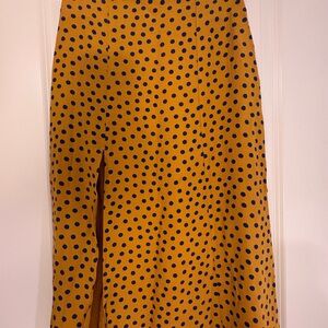 Maeve Anthropologie Mustard Yellow Polka Dot Midi Skirt | Size 2P